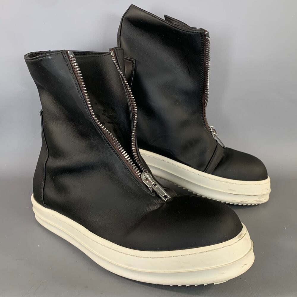 DRKSHDW Size 9 Black White Leather Zip Up Boots